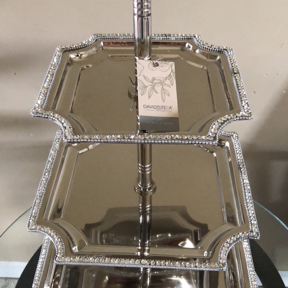 David Tutera 3 tiered rhinestone serving tray